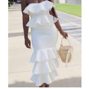 Ivory strapless maxi dress